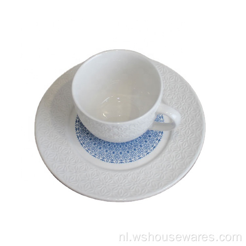 Hot Koop Luxe Emboss 18 stks Keramisch Porselein-servies